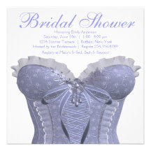 Purple Corset Damask Bridal Shower Custom Announcements
