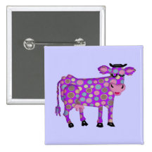 Purple Cow Pinback Button