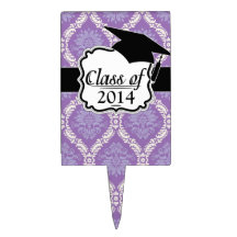 purple cream damask pattern cake toppers
