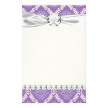 purple cream damask pattern customised stationery