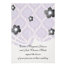 purple cream damask pattern personalized announcement