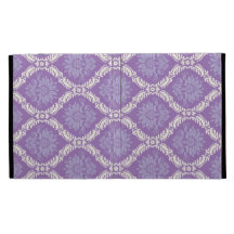 purple cream damask pattern iPad cases