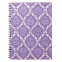 purple cream damask pattern journals