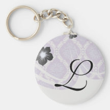 purple cream damask pattern keychains