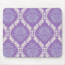 purple cream damask pattern mousemat