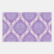 purple cream damask pattern rectangular stickers