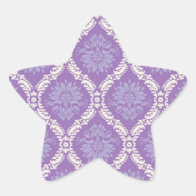 purple cream damask pattern star sticker