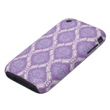 purple cream damask pattern tough iPhone 3 case