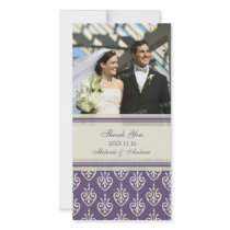 Purple Cream Thank You Wedding Photo Cards