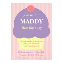 Purple Cupcake Birthday Invitation