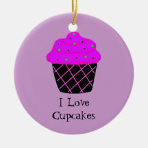 Purple Cupcake Christmas Ornament