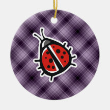 Purple Cute Ladybug Christmas Ornaments