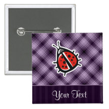 Purple Cute Ladybug Pinback Button