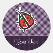 Purple Cute Ladybug Round Stickers