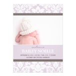 PURPLE DAMASK BABY | BIRTH ANNOUNCEMENT