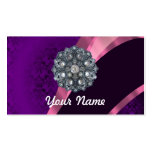 Purple damask & crystal business card