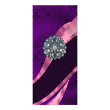Purple damask & crystal custom rack card
