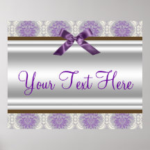 Purple Damask Party Banner Poster