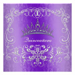 Purple Damask Quinceanera Diamond Tiara Invite