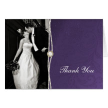 Purple Damask Thank You Card
