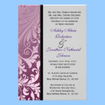 Purple Damask wedding invite invitations