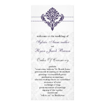 purple damask Wedding program Customised Rack Card