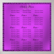 Purple damask wedding seating charts print