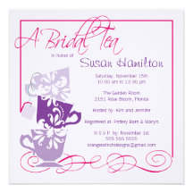 Purple & Dark Pink Bridal Shower Invitation - Tea