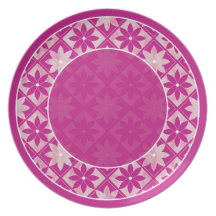 Purple Decorative Floral Tiles Plate