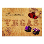 purple dice Vintage Vegas wedding invites invitations