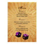 purple dice Vintage Vegas wedding menu invitations