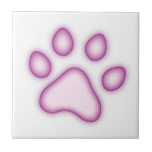 Purple dog or cat footprint ceramic tile