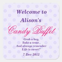 Purple Dotty Candy Buffet  Sticker