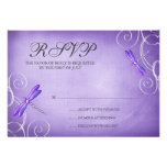 Purple Dragonfly Swirls Wedding Response Card Invitation