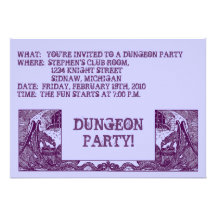 PURPLE DRAGONS IN THE DUNGEONS ~ PARTY INVITATION