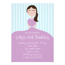 Purple Dress Girly Birthday Invite