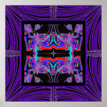 Purple Faux Framed Fractal Poster