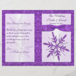 Purple FAUX Glitter Snowflakes Wedding Program Flyer