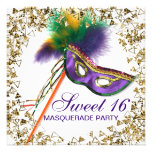Purple Feather Mask Sweet 16 Masquerade Party Announcement