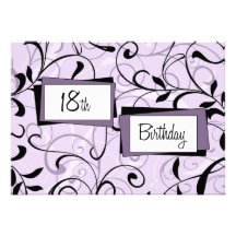 Purple Floral 18th Birthday Party Invitation Cards