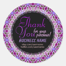 Purple Floral Pattern Business Thank You Sticker
