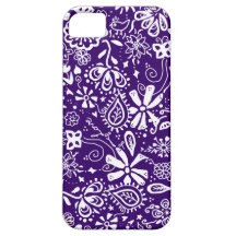 Purple Floral pattern Doodle iPhone 5 Cases