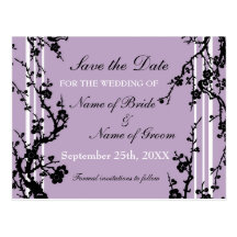 Purple Floral Save the Date Wedding Postcard