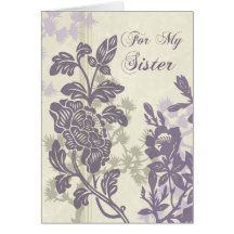 Purple Floral Sister Bridesmaid Thank You Card
