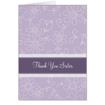 Purple Floral Sister Thank You Bridesmaid Card