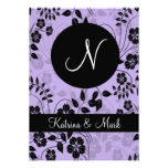 Purple Floral wedding invitation monogram
