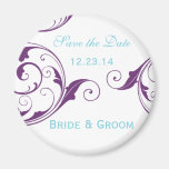 Purple Flourish Save the Date Magnet