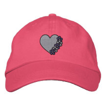 Purple Flower Heart Embroidered Hat