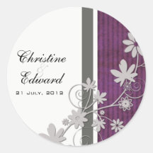 Purple Flower Wedding Sticker