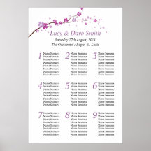 Purple Flower Wedding Table Seating Plan Posters
